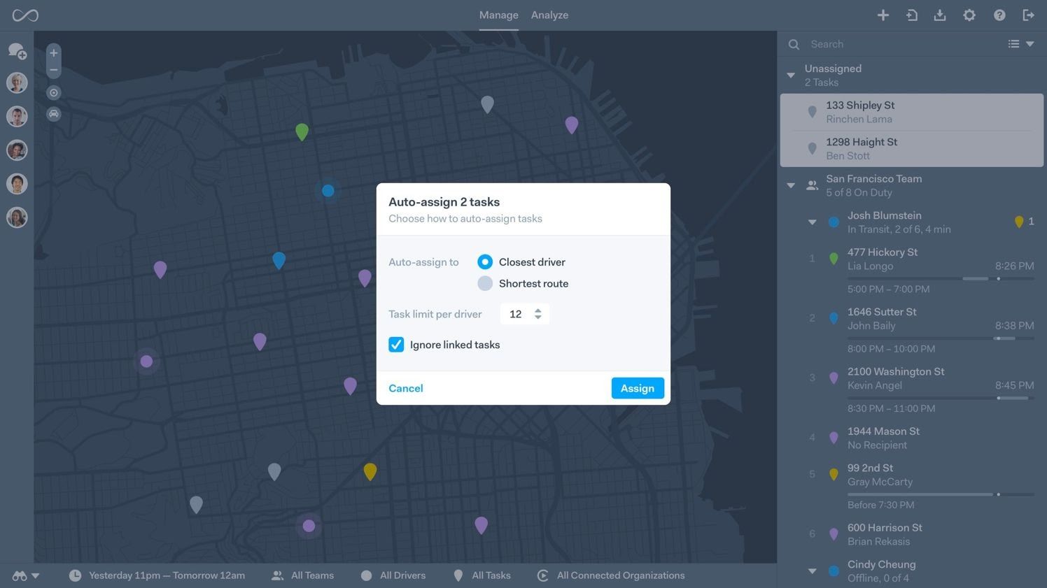 Setting autodispatch rules with Onfleet