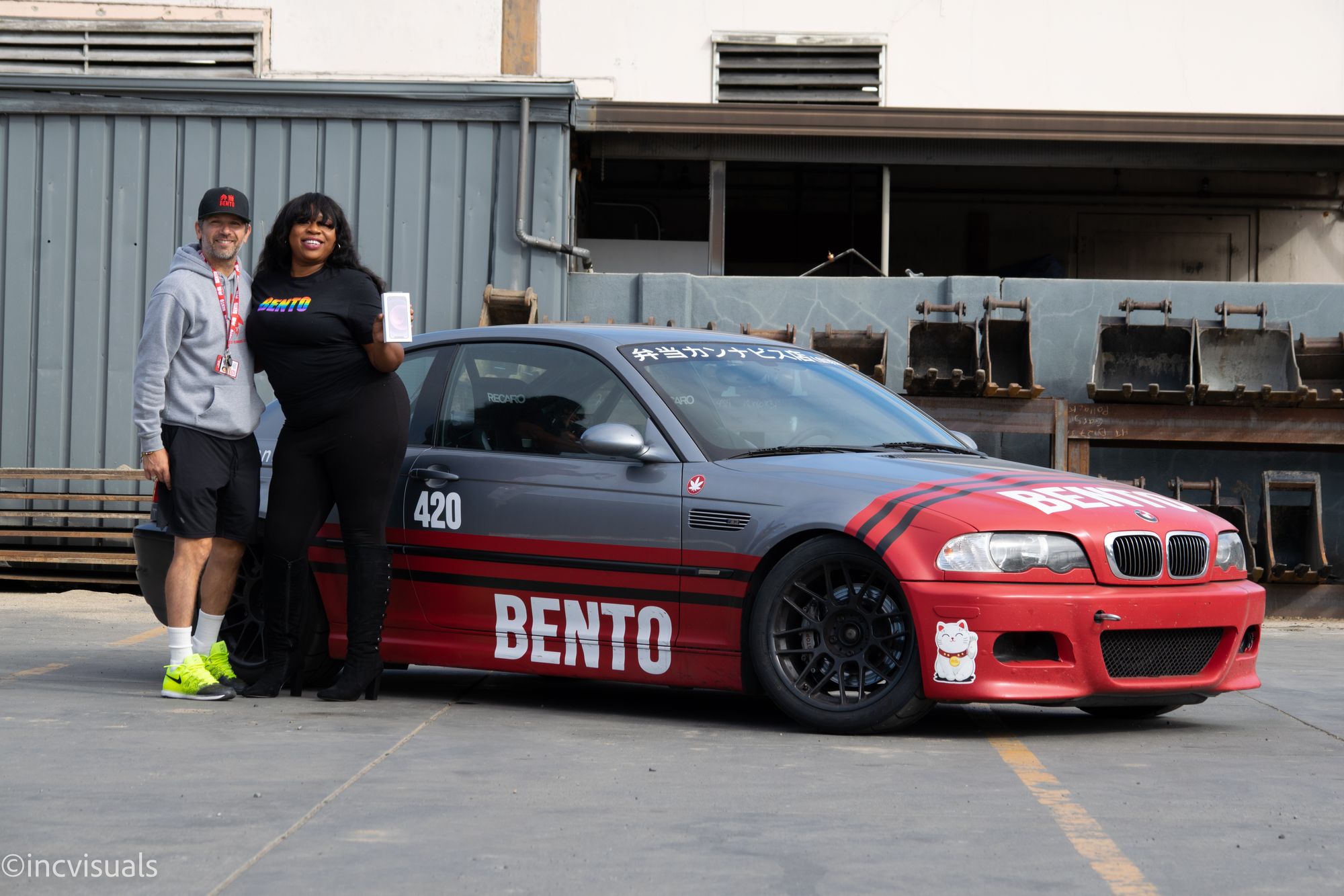 CEO David Bennet and Peaches with a Bento-branded delivery car