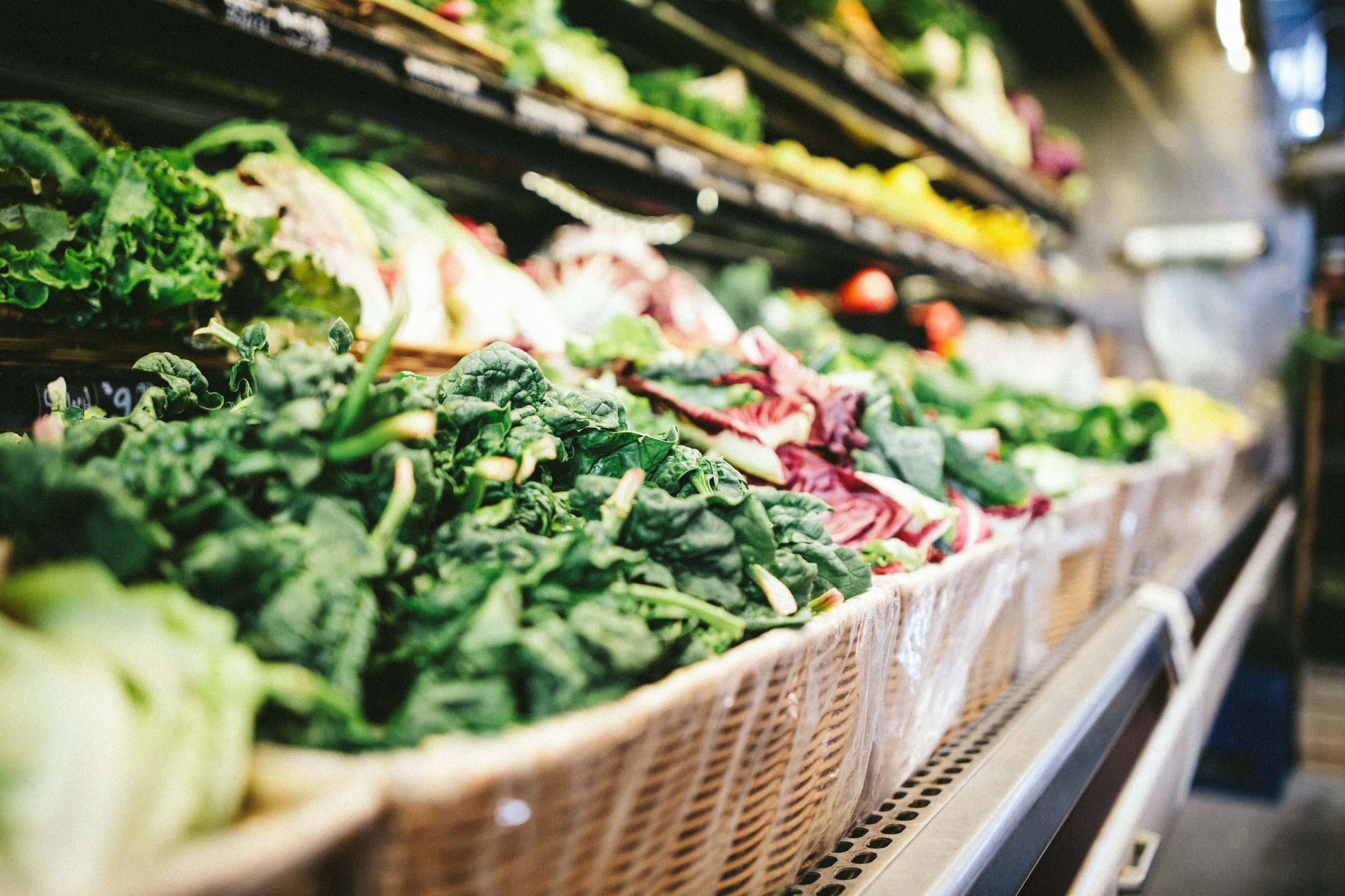 grocery store produce, leafy greens